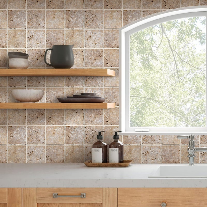 COMSTICKC 3D Faux Stone Peel and Stick Wall Panel, 10 Pcs 12"X12" Ultra-Light Thin PVC Stone Self Adhesive Fake Brick Wallpaper Backsplash for Interior Wall Decor - Image 1